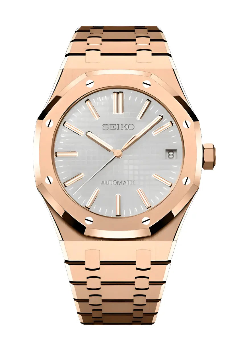 SEIKO MOD ROYAL OAK ROSE GOLD CLASSIC WATCH - Wristwatch
