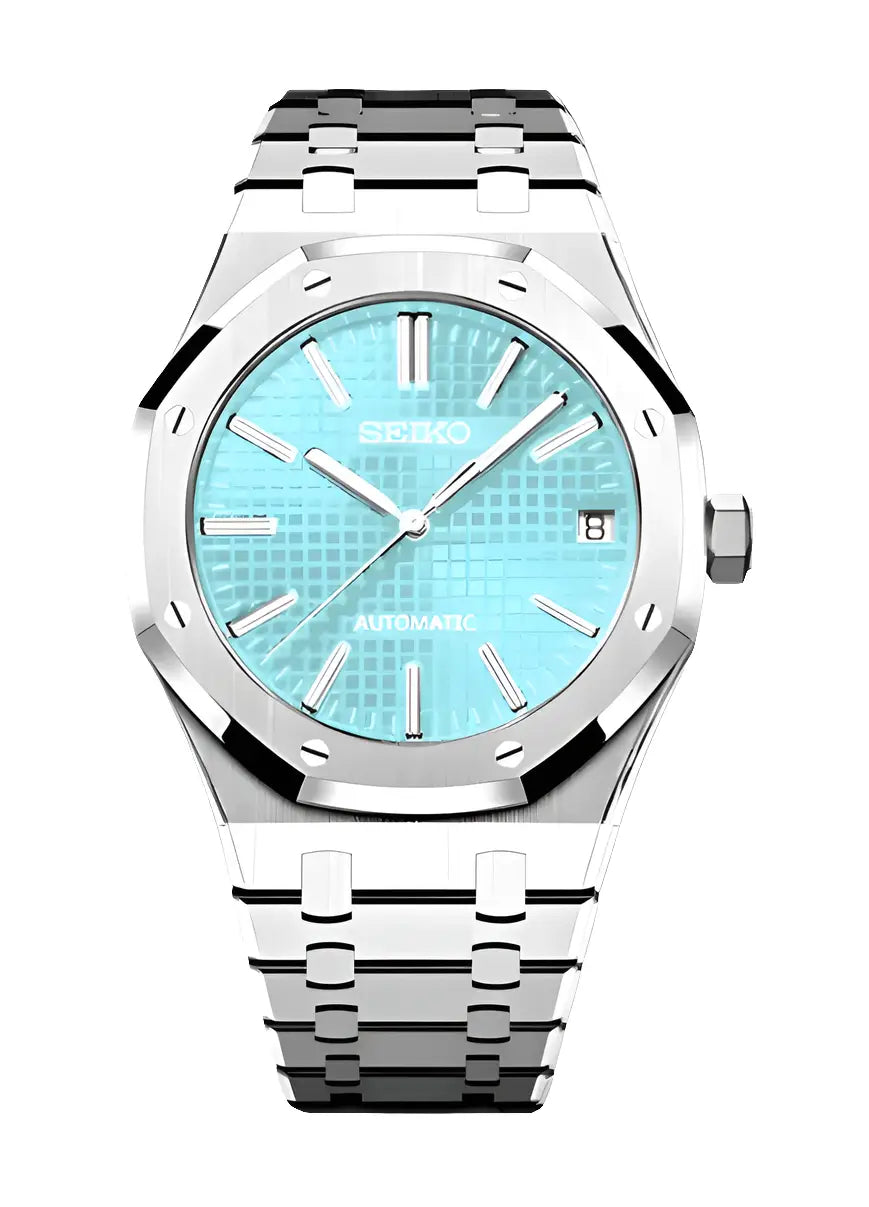 SEIKO MOD ROYAL OAK TIFFANY BLUE WATCH - Wristwatch