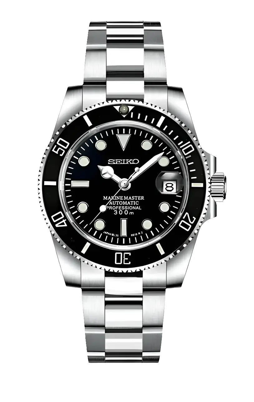 SEIKO MOD SUBMARINER BLACK WATCH - Wristwatch